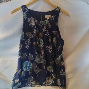 Loft Outlet Blue Floral Sleeveless Top, Size M